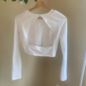 Open Back White Long Sleeve Top